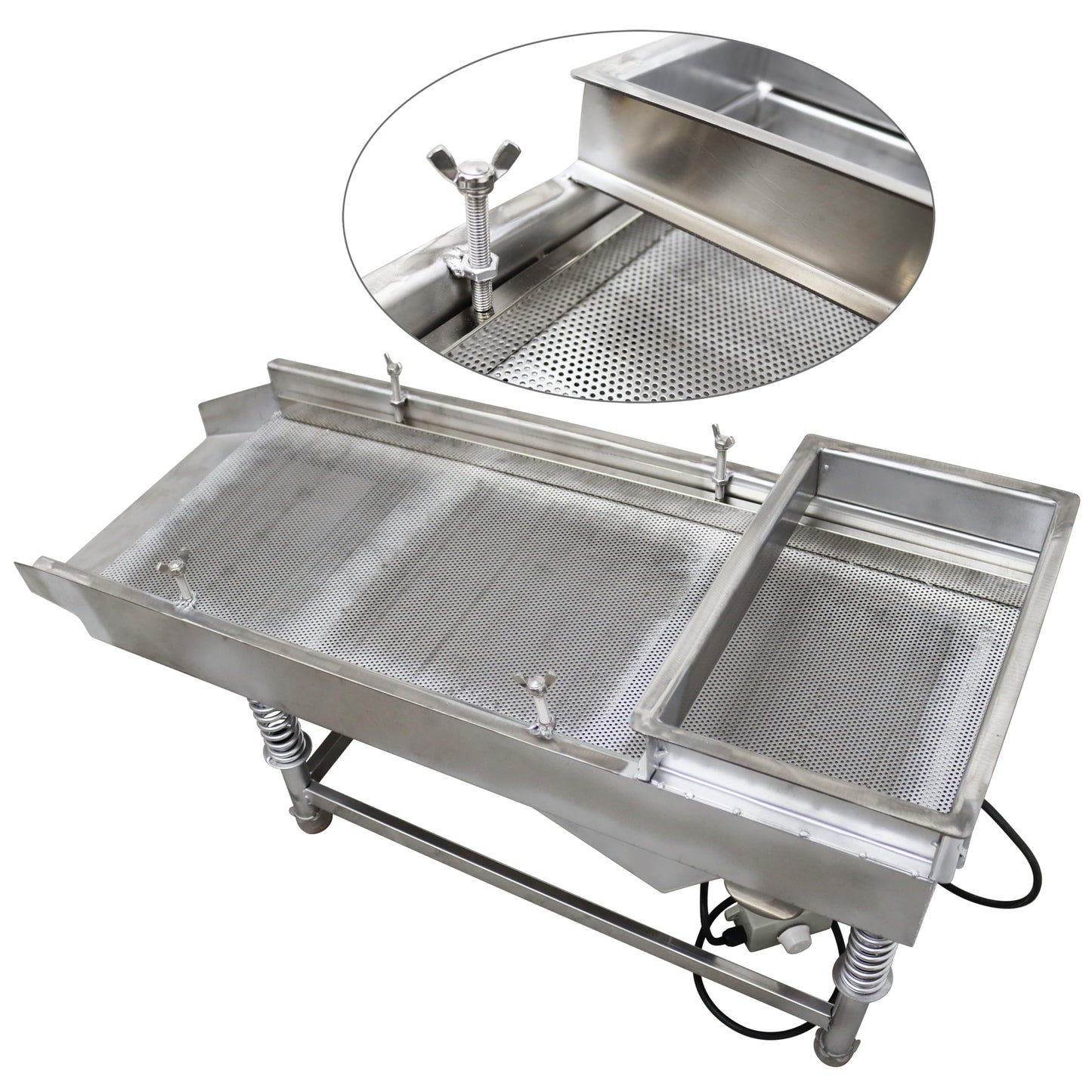 TECHTONGDA Straight Vibrating Sieve Screen Shaker Electric Linear Sifter Machine Stainless Steel One Layer One Motor 4mm Screen Size 11.8×29.5inch 110V