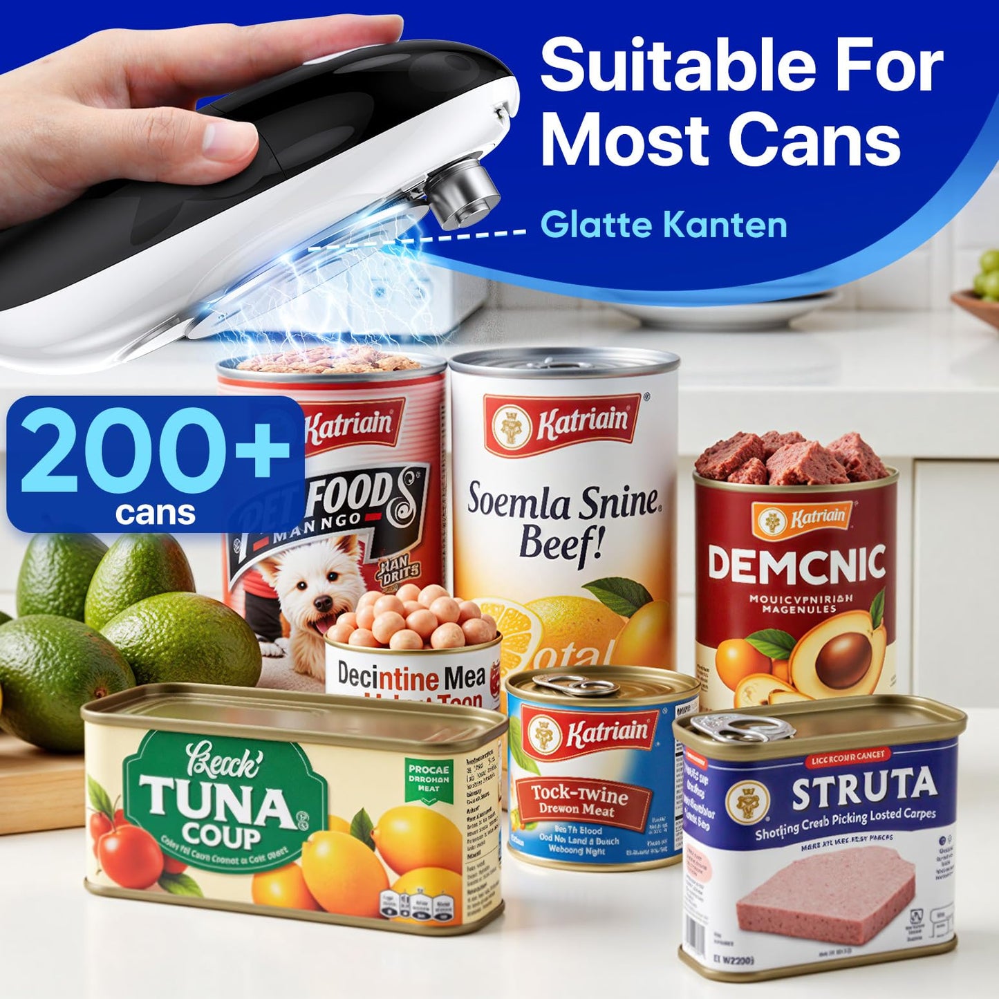 Electric Can Opener, Can Opener for Seniors, Suitable for Any Size Cans, Hands Free, Smooth Edge, Battery Powered, Automatic Can Opener is an Ideal Kitchen Gadget for Women and Left Handed People