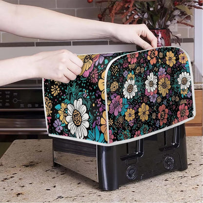 Flower 2 Slice Bread Maker Cover, Dustproof Toaster Cover for Standard Size Kitchen Appliances