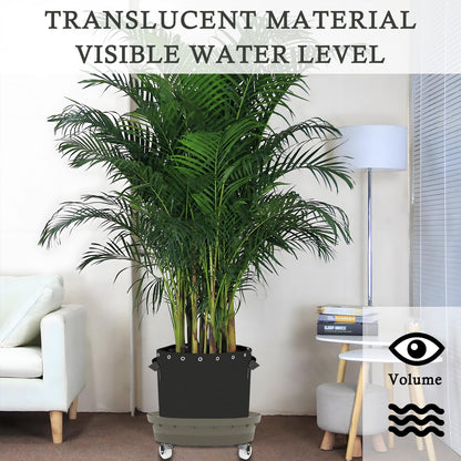 Molgoc Self-Watering Base with Visible Water Level,5-Pack,Keeps Leaves and Flying Insects Out,Maintains Water Quality, Equipped with Rollers for Easy Movement and Rotation, Brown.