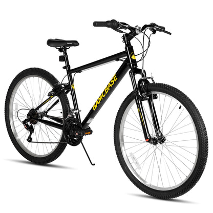 HH HILAND 27 Inch Mountain Bike, Mens Womens MTB with 18 Speeds, High-Tensile Steel Frame, V Brake, Hardtail Bicycle for Adults Black