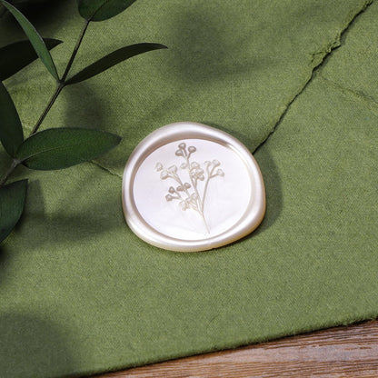 UNIQOOO Wax Seal Stickers - Baby‘s Breath Wedding Invitation Envelope Seal Sticker, Botanical 50 Pcs Self- Adhesive Champagne Stickers, Perfect for Invitation, Gift Wrapping, Crafts (Champagne)
