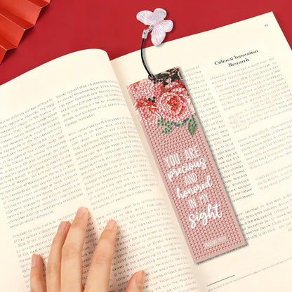 4 PCS Bible Diamond Painting Bookmarks, Flowers Diamond Art Bookmarks for Adults with Pendant, 5d Gem Art, Acrylic Bookmark Easy DIY Crafts for Books Decor Gift