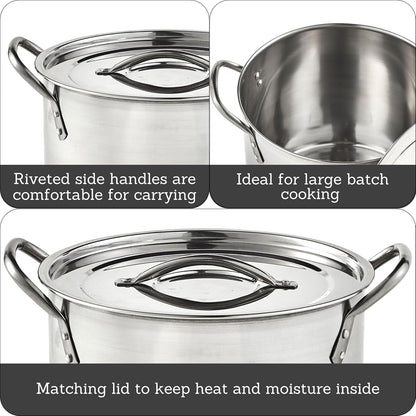 IMUSA 8 Quart Stainless Steel Stock Pot with Lid: Silver