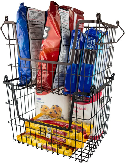 DII Metal Wire Mesh Stackable Utility Storage Bin, Medium Rectangle, 13x11x9, Cool Gray