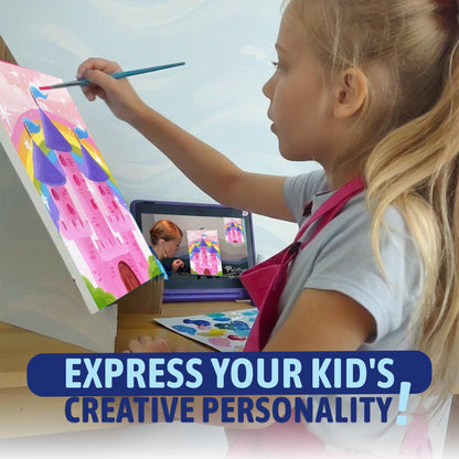 Painting to Gogh – 4-in-1 Kids Painting Kit – 4 Canvases, Set of 3 Brushes, Acrylic Paint, Easels, Palettes –Ages 6+