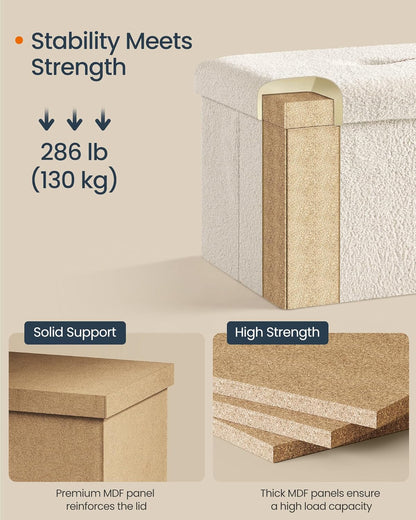 12.2 16.1 12.2 Inches, 286 lb, ULSF094W01 SONGMICS Small Folding Storage Ottoman, Foot Rest Stool, x x Ottoman