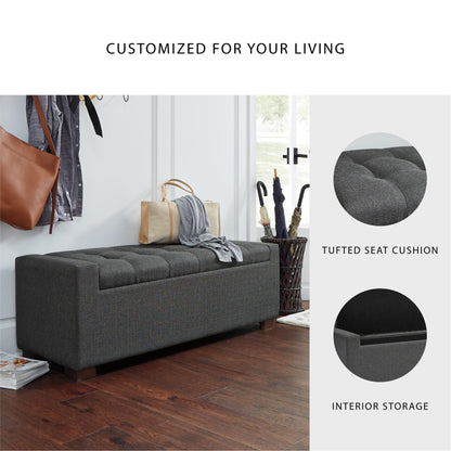 Signature Design by Ashley Cortwell Ottoman Tufted Entryway Storage Bench, Charcoal Gray