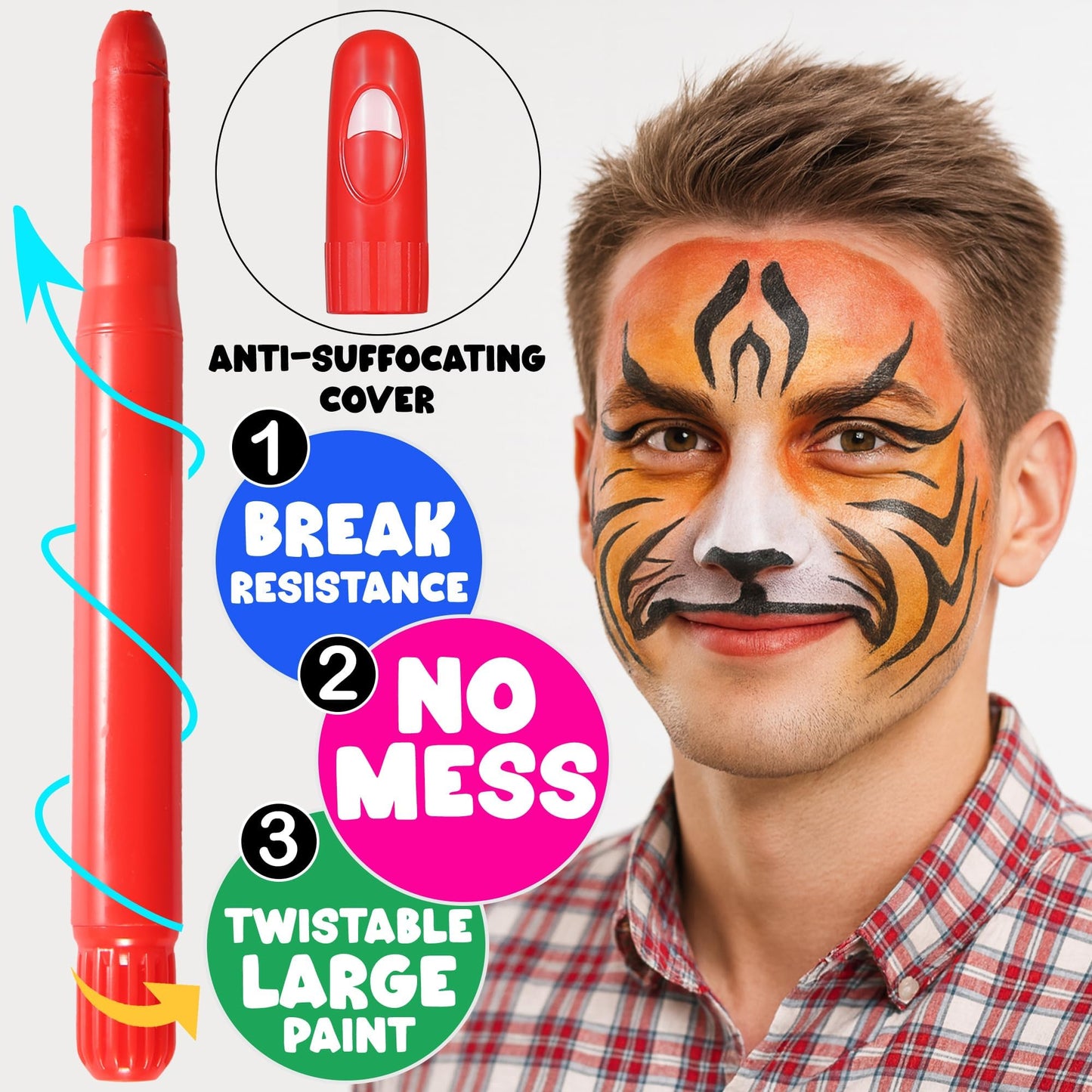Jim&Gloria Face Paint Kit with Stencils, 12 Large Professional Face Painting Kit for Kids Party Makeup, Facepaint Washable Body Paint for Adults Skin Color Crayons, Girls Christmas Gifts, Crafts Toys