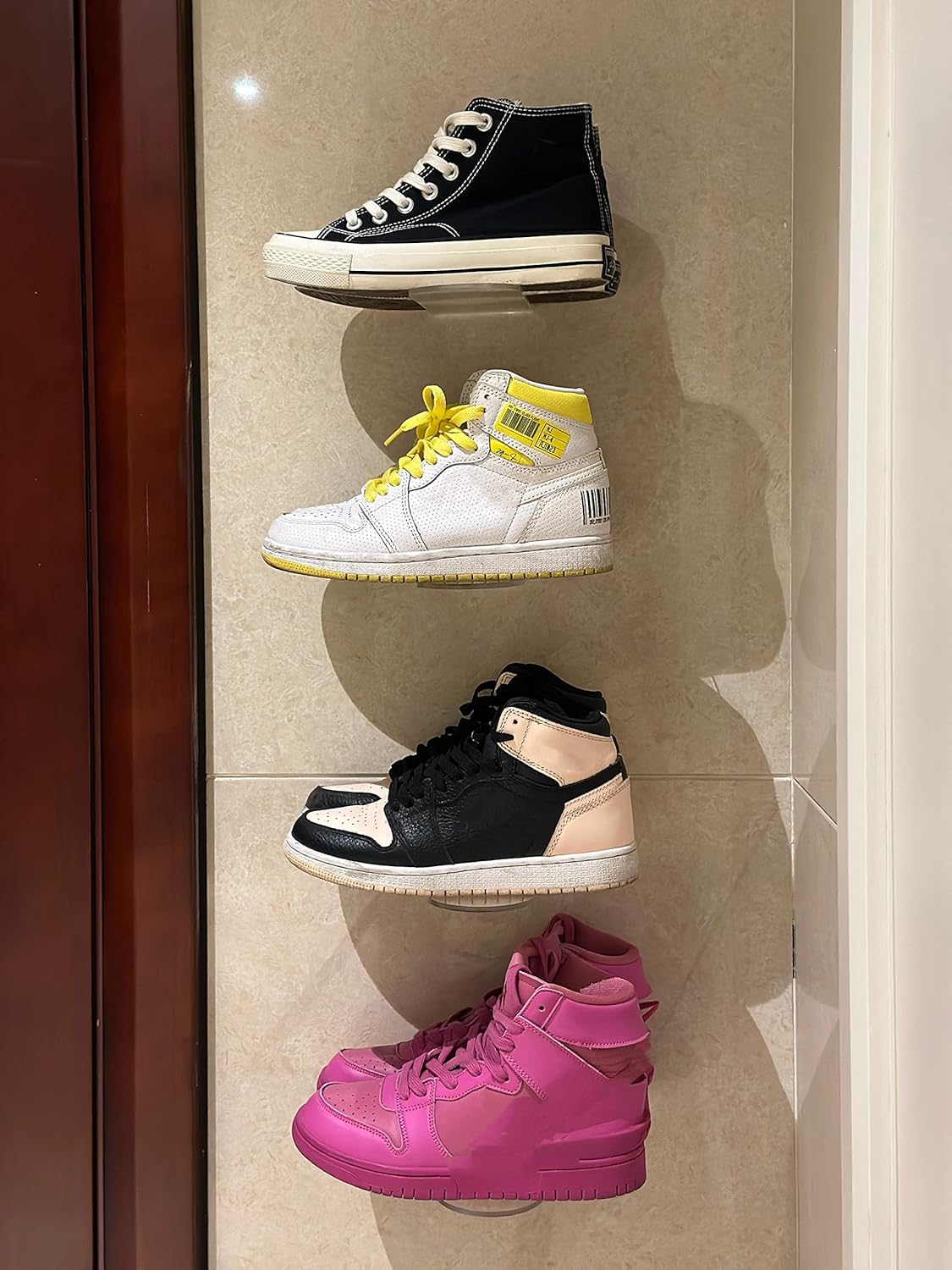 12 Pack IEEK Floating Shoe Display Shelf,Clear Acrylic Floating Shelves for Sneaker Collection Levitating Acrylic Shoe