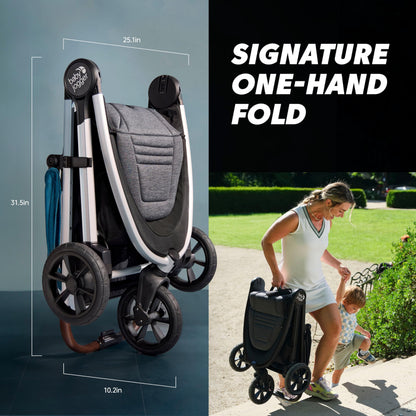 Baby Jogger® City Mini GT3 All Terrain Baby Stroller with Forever Air Rubber Tires, All Wheel Suspension, Lightweight Stroller with Magnetic Buckle, No-Rethread Harness, and Foot Brake, Rich Black