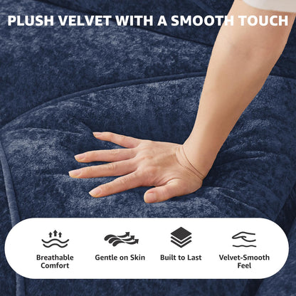 Blue L-Shaped Sectional Couches for Living Room, Velvet Fabric Boneless Couch, No Assembly Cloud Modular Sectional Sofa with 1 Ottoman, Foam Couch Compressed Sofa Set for Apartment, Sofas para Sala