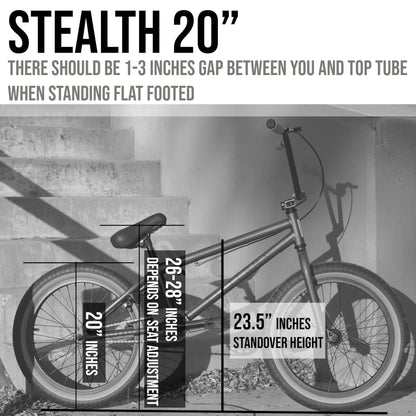 Elite BMX Freestyle Bike, Durable Steel Frame, Available in 16", 18", and 20" Sizes. New Sizes 26" and 29" BMX Bicycles. (Gunmetal, 20")
