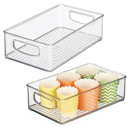 iDesign Stackable Pantry Bin with Handles for Kitchen Storage Set of 2, Clear, Made in USA