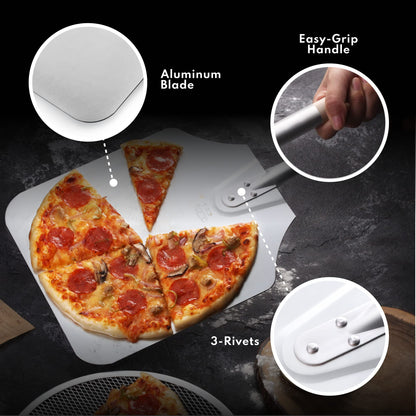 New Star Foodservice 50172 Aluminum Pizza Peel, Wooden Handle, 12 x 14 inch Blade, 52 inch overall