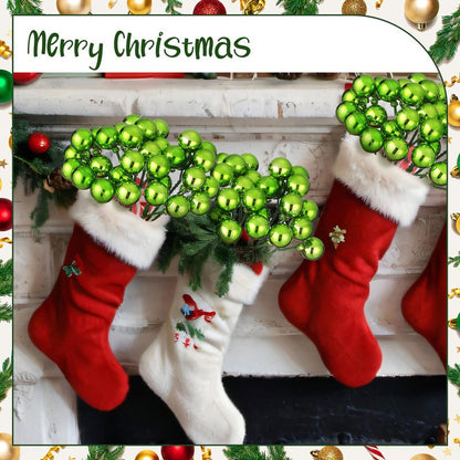 Syhood 12 Set 7.9 Inch Christmas Ball Ornaments on Wired Picks Shatterproof Xmas Lime Green Ball Picks for Christmas Tree Vase Wreath Stairs Garland Decoration Supplies