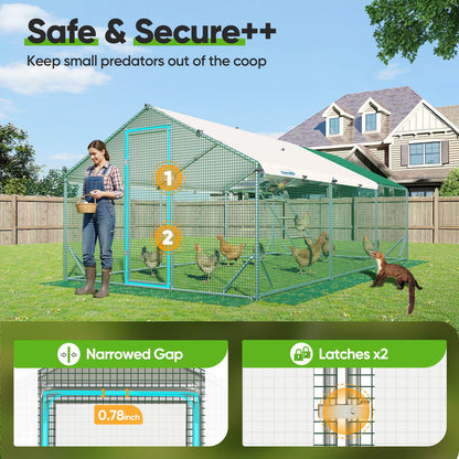 Quictent Advanced Series 18x9 ft Metal Chicken Coop Run with Climbing Ladder, Large Walk-in Outdoor Poultry Cage Heavy Duty Predator Proof Hen Duck Rabbit Farm Pen House, Waterproof Anti-UV Cover
