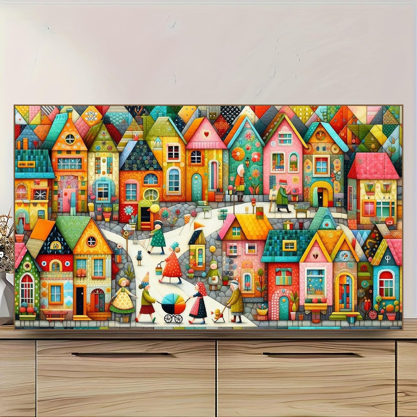 COHAYISY 5D Diamond Art Painting European Town Kit - DIY Paint with Diamond Art Abstract Round Full Drill Craft, Home Decor Embroidery Set with Canvas, Tools, Sparkling Diamonds 15.7x27.5 inch