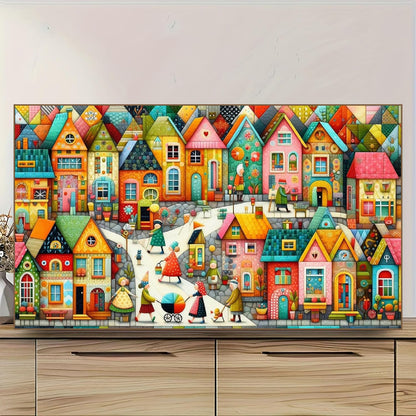 COHAYISY 5D Diamond Art Painting European Town Kit - DIY Paint with Diamond Art Abstract Round Full Drill Craft, Home Decor Embroidery Set with Canvas, Tools, Sparkling Diamonds 15.7x27.5 inch