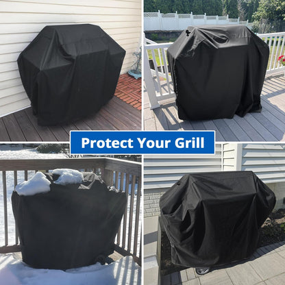 SunPatio Grill Cover 55 Inch, Outdoor Heavy Duty Waterproof Barbecue Gas Cover, UV & Fade Resistant, All Weather Protection Compatible for Weber Charbroil Nexgrill Kenmore Grills and More, Black