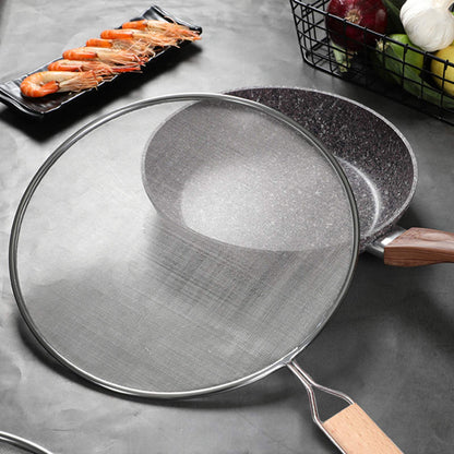 3 Pieces Grease Splatter Screen for Frying Pan, Splatter Guard Mesh Stainless Steel Grease Guard Shield for Kitchen Frying Pan Cooking Supplies Set of 9.44", 10.8" and 12.5" inch (Wood Handle)