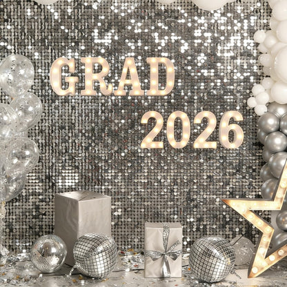 Marquee Letters Numbers Light up Numbers Letters Graduation Decoration GRAD 2026 Battery Powered LED Light White Plastic Letter Number Sign for Class of 2026 Graduation Decorations