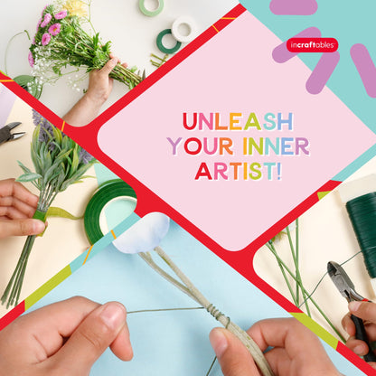 Incraftables Floral Tape & Wire Bundle – 4 Rolls (White, Light Green, Green, Dark Green), 100pcs Stem Wire, 30m Wreath Wire, Wire Cutter – Complete Bouquet & Flower Crafting Kit