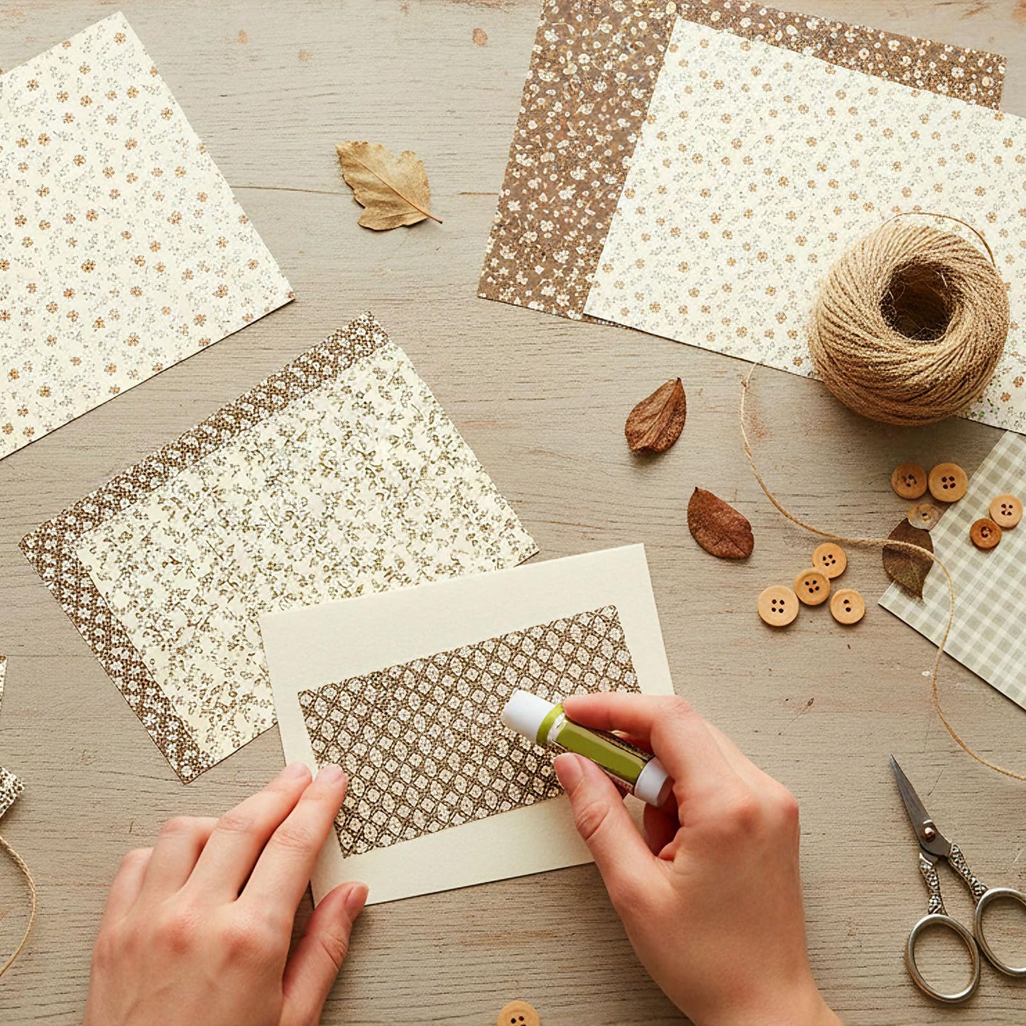 MerwDeeyt Scrapbook Paper 12x12 In and 6x6 In Pack, Spring Floral Patterned Paper for Scrapbooking, 48 Sheets Double Sided Decorative Craft Papers for Card Making Journaling Decor (Beige)