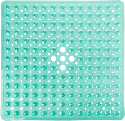 Yimobra Shower Stall Mat Non Slip, 21x21 Inch Soft Square Bath Mat with Suction Cups and Drain Holes