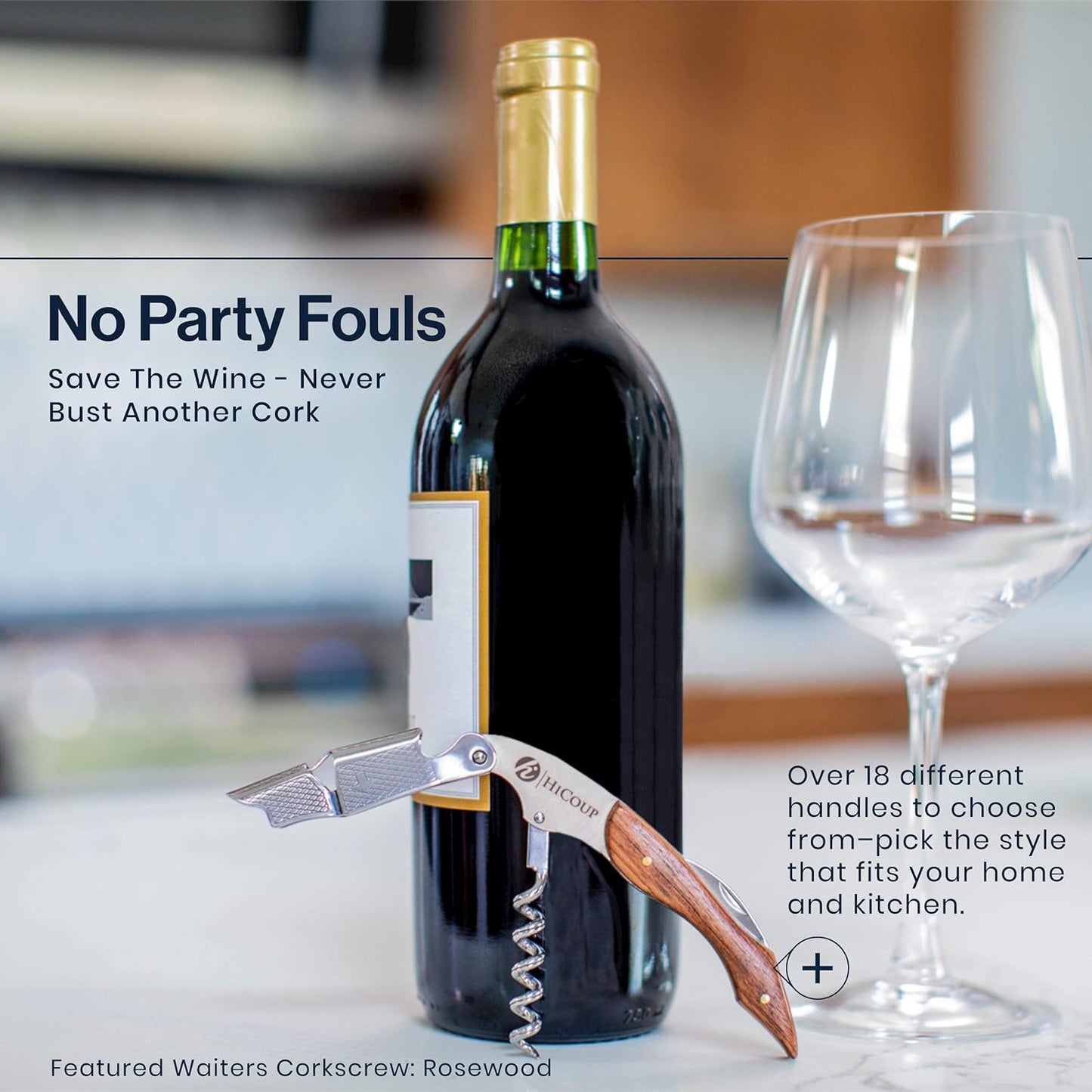 Hicoup Wine Opener - Professional Corkscrews for Wine Bottles with Foil Cutter & Cap Remover - Manual Wine Key for Home