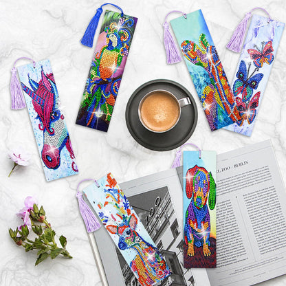 LINGFANG 6 Pcs Diamond Painting Bookmark, Animal DIY Book Makers for Adults Book Lovers, Diamond Art Beginners, Small Diamond Art Kits, Paint by Art Crafts Supplies Gift for Women Girls (Dog)