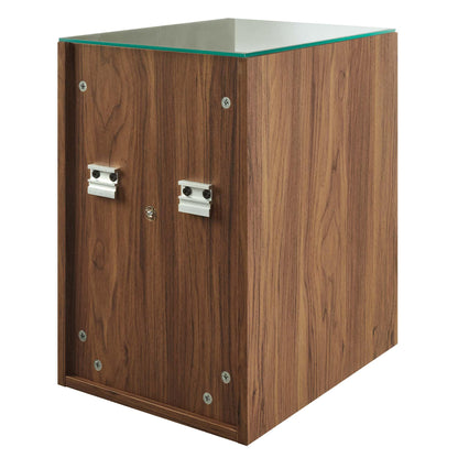 Modway Render 62 Inch Mid-Century Modern Floating Bathroom Vanity with Double Sink in Walnut White – Wall-Mount Vanity with Storage Cabinet and Dual Ceramic Sinks