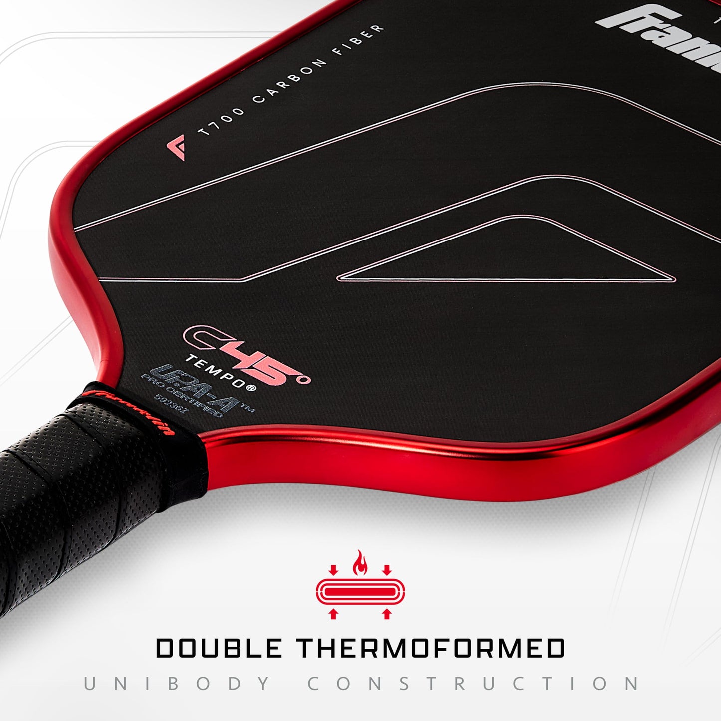 Franklin Sports PRO Pickleball Paddles – C45 Carbon Fiber Series - Official USAP + UPA Approved – Pro Player Design, TEMPO 14MM RED