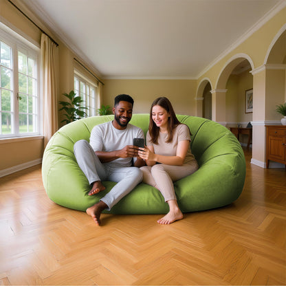 Lumaland Luxurious Giant 6ft Bean Bag Chair with Microsuede Cover - Ultra Soft, Foam Filling, Washable XL Bean Bag Sofa for Kids, Teenagers, Adults - Sack Chair for Dorm, Family Room - Light Green