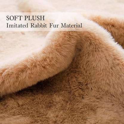 2 2 Cute Bear Rugs for Bedroom Aesthetic x Feet Soft Fluffy Kids Area Rug for Playroom Fuzzy Faux Rabbit Fur Rug