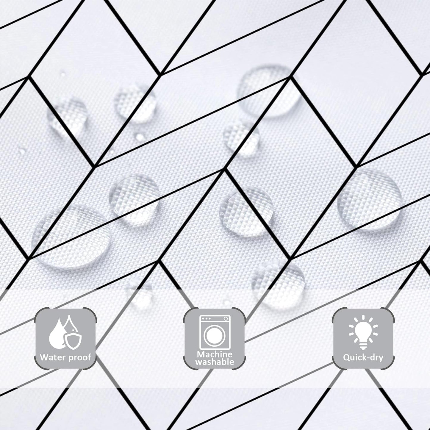 Riyidecor Small Stall White Black Half Single RV Camper Shower Curtain 39x72 Inch, Chevron Herringbone Geometric Decor