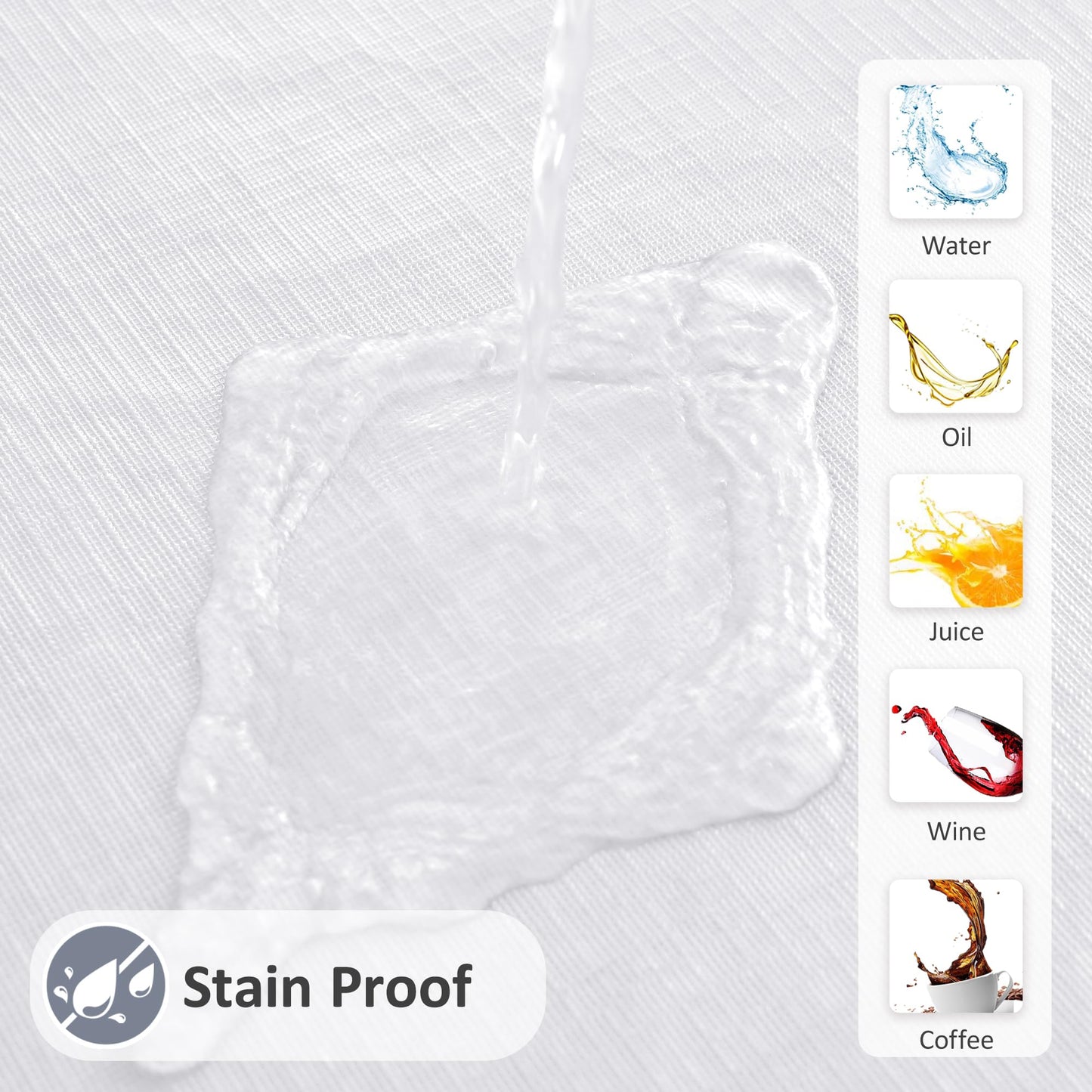 Enjoyidea Vinyl Tablecloth with Flannel Backing-6 Pack White 60x102 Inch Outdoor Waterproof Rectangle 6 Foot Plastic Table Cloths Sheets-Wipeable Heavy Duty Oilcloth for Picnic Party Camping Dining
