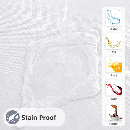 Enjoyidea Vinyl Tablecloth with Flannel Backing-6 Pack White 60x102 Inch Outdoor Waterproof Rectangle 6 Foot Plastic Table Cloths Sheets-Wipeable Heavy Duty Oilcloth for Picnic Party Camping Dining