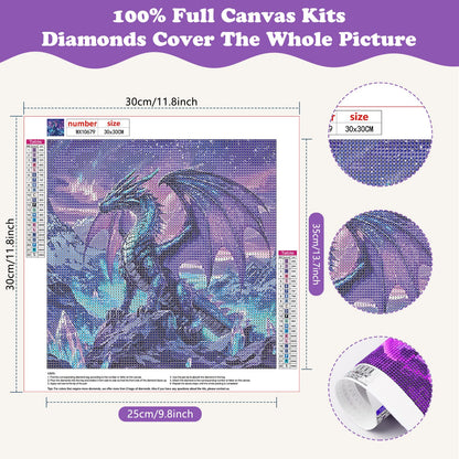 SENQAO Dragon Diamond Art Kits for Adults, DIY 5D Dragon Diamond Painting Kits for Beginners, 4 Pack Round Full Drill Diamond Dots Paintings, Diamonds Pictures Gem Art Crafts Home Decor 12x12inch