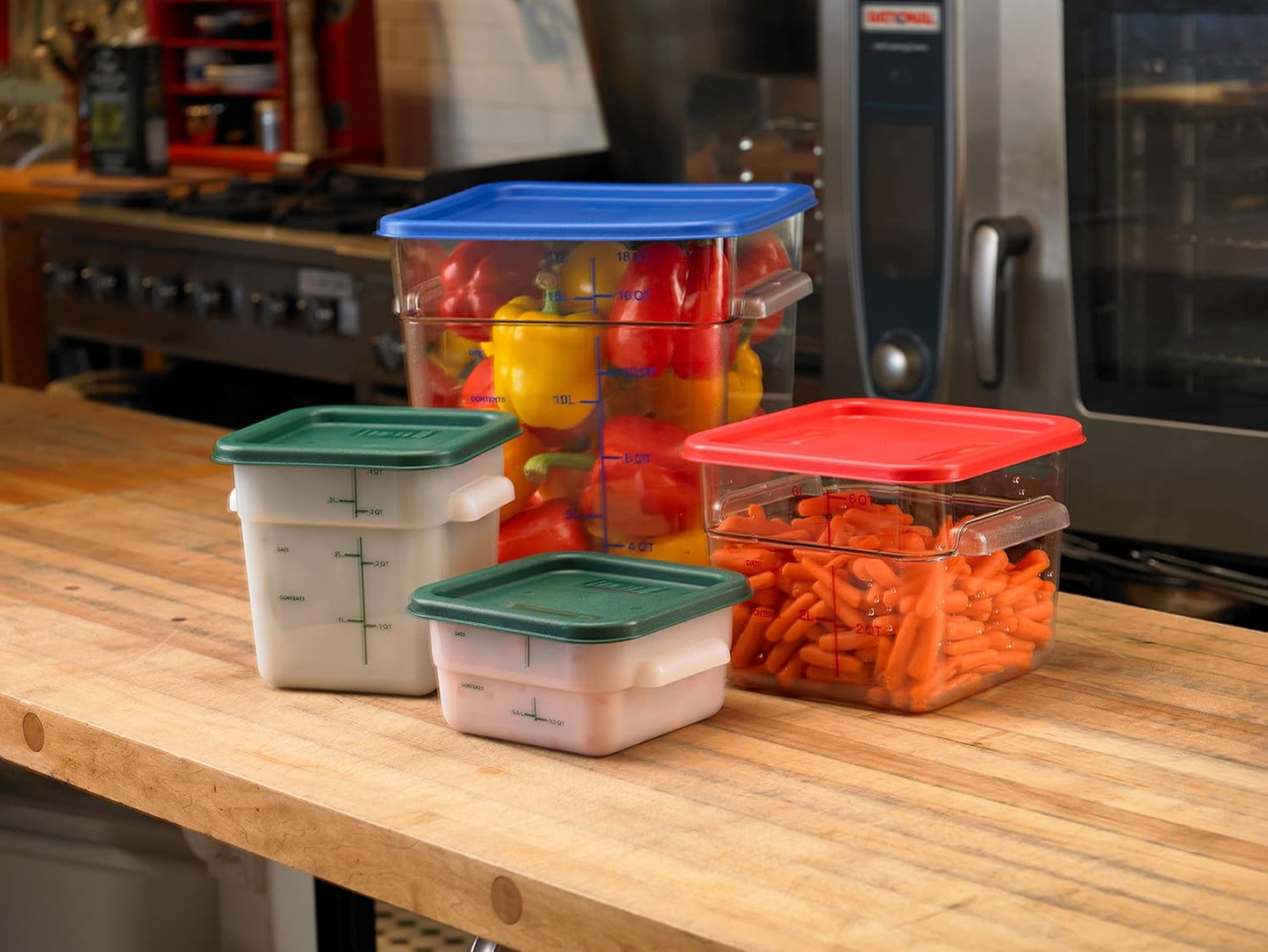 Carlisle FoodService Products Square Food Storage Container 4 Quarts White (Pack of 6) for Catering Buffets Restaurants