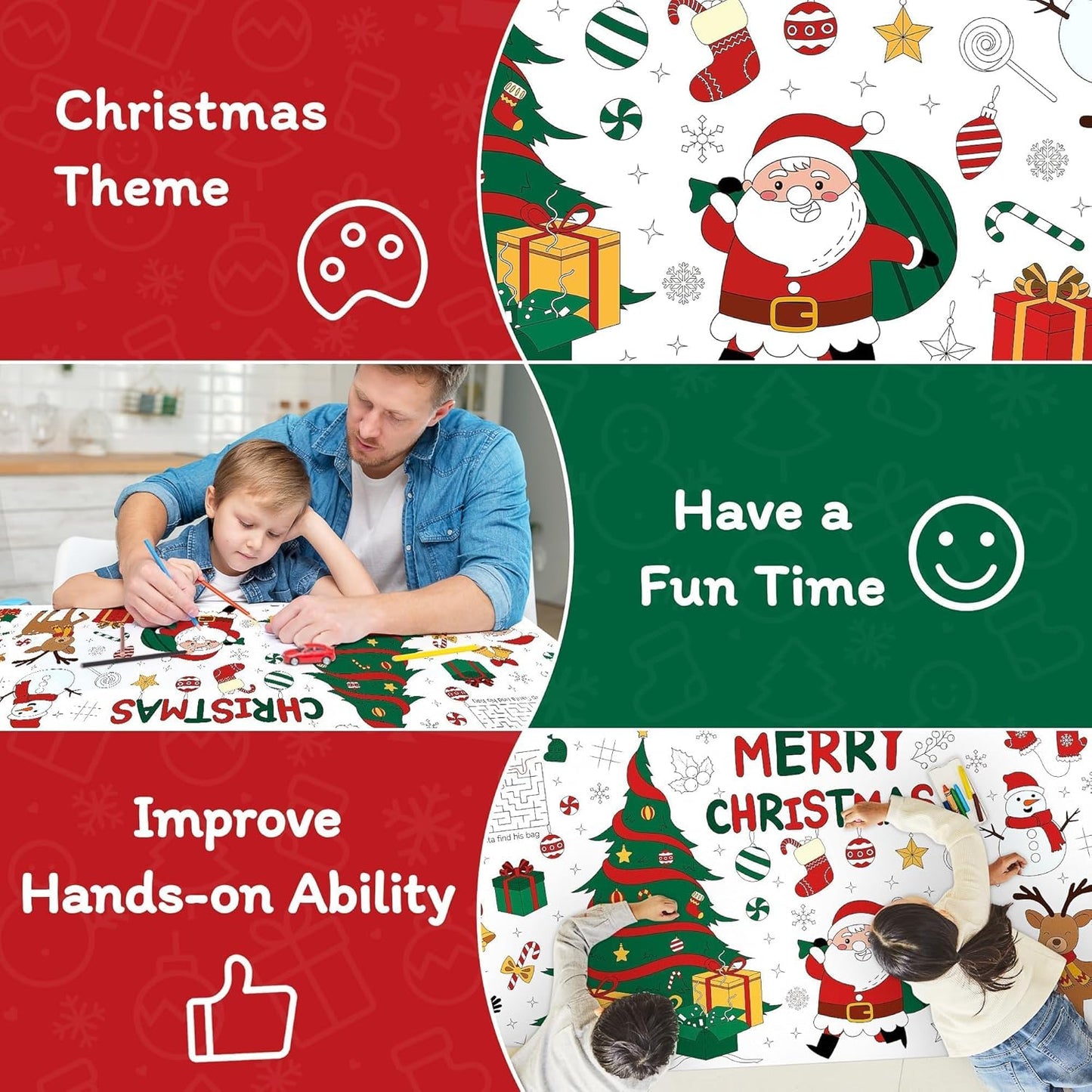 1 Pack Kids,30 72 Inch Childom Christmas Coloring Tablecloth for Kids,Christmas Crafts for x Disposable Paper Table