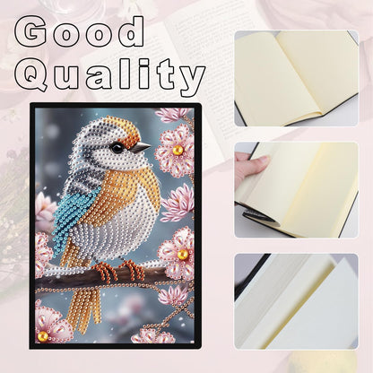 JZHYOAN Tabletop Diamond Art Note Book Kit Diamond Painting Blank Notebook A5 Mosaic Journal and DIY Sketchbook with Woodpecker Special Shaped Desk Placement Ornament Adult