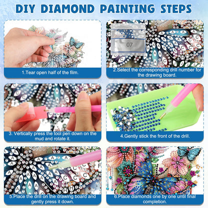 DOMROM Hanging Diamonds Art Kits for Adults, Butterfly DIY Special Shaped Diamond Painting, Gem Art Suncatcher Ornament for Home Garden Window Wall Decor