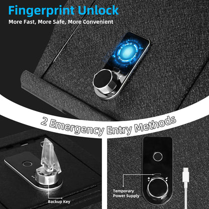 FortiVault Biometric Center Console Safe Vault, Smart Fingerprint Access Lock Box Compatible with 2010-2024 Toyota 4Runner, Quick-Open Automotive Safe with 2 Backup Keys