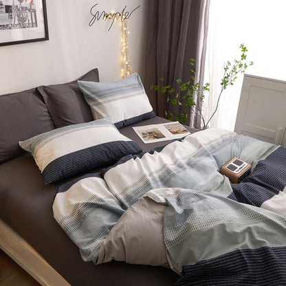 FenDie Standard Pillow Cases Set of 2, Striped Pattern Blue Grey Bed Pillowcases, Queen Size 20x26 Inch
