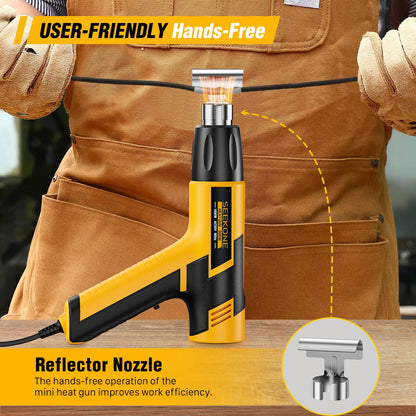 SEEKONE Mini Heat Gun, 600W Dual Temperature Hot Air Gun Tool 572℉&932℉, With 4.9Ft Long Cable and Overheat Protection for Crafts, Embossing, Paint Stripping, Shrink Wrap, and Heat Shrink Tube
