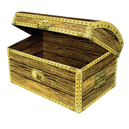 Beistle 3-D Treasure Chest Box, Pirate Party Favor & Table Decoration, Halloween Treat Display, Buried Treasure Prop & Accessory for Adventure Themed Events, 8" x 5½" x 5½"