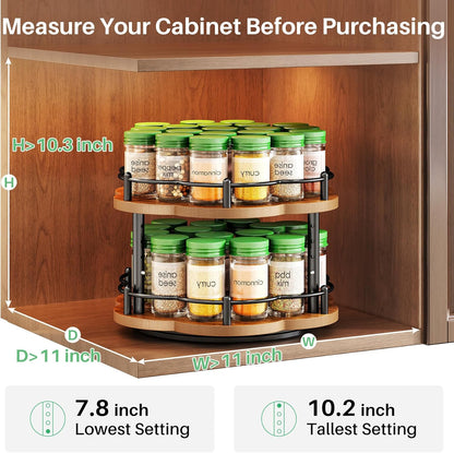 2 Countertop 10 Inch Spice Rack Lazy Susan Organizer for Cabinet, Rotating Spice Organization Tier Adjustable Lazy