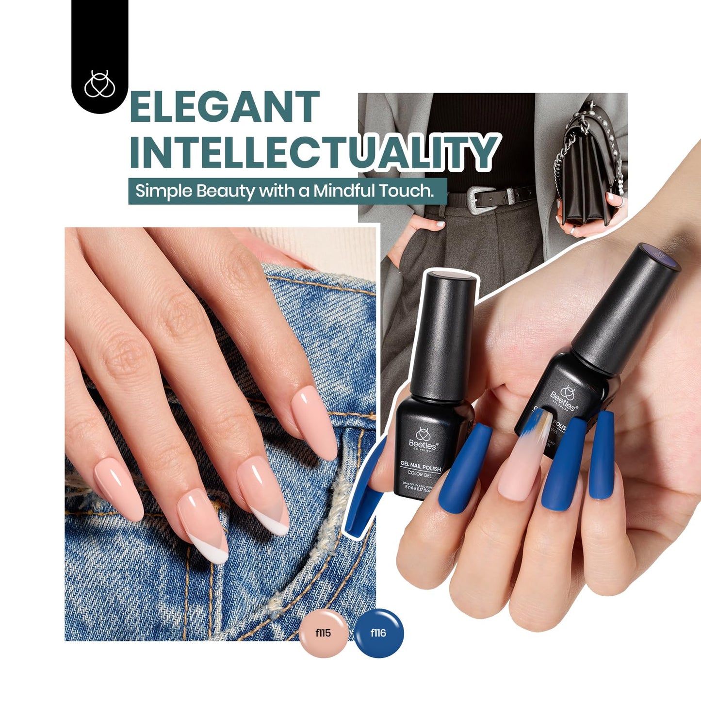 Beetles Cat Eye Gel Polish Set - 24Pcs 20 Colors Glitter Dark Color Changing Gel Nail Polish Kit with Base Gel Glossy Matte Top Coat Soak off UV DIY Nail Art Salon Ombre Black Nails Gift