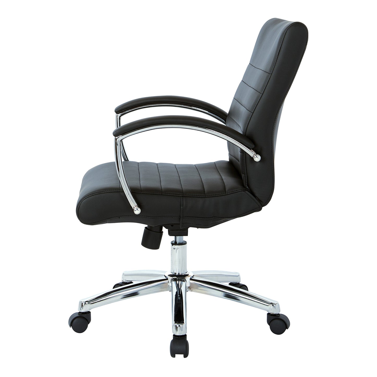 Office Star FL Series Executive Faux Leather Adjustable Office Chair with Built-in Lumbar Support, Low-Back, Black